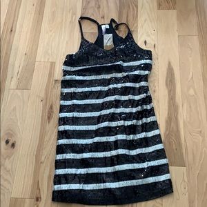 Black and white sequined mini dress